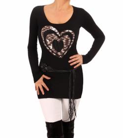 Black and Silver Grey Heart Detail Jumper
