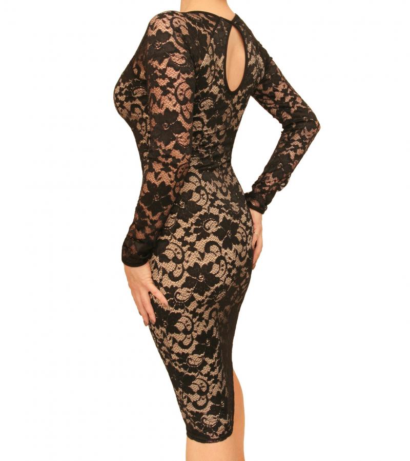 Nude And Black Lace Dress