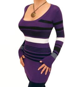 Purple Striped Scoop Neck Jumper