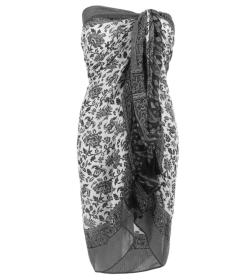 Black and White Printed Tassel Scarf / Sarong