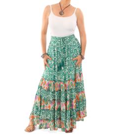 Green and Ivory Paisley Tiered Maxi