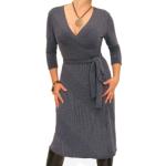 Grey Ribbed Knitted Wrap Dress