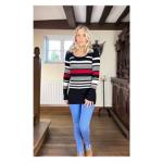 Black Striped Scoop Neck Jumper