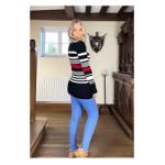 Black Striped Scoop Neck Jumper