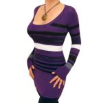 Purple Striped Scoop Neck Jumper