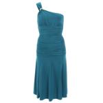 Teal Crystal Diamante One Shoulder Cocktail Dress