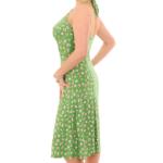 Green Daisy Floral Print Halter Neck Dress