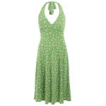 Green Daisy Floral Print Halter Neck Dress