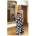 Black and Ivory Leaf Print Maxi Dress