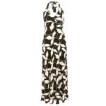 Black and Ivory Leaf Print Maxi Dress