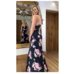 Black and Pink Floral Maxi Dress