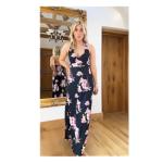 Black and Pink Floral Maxi Dress