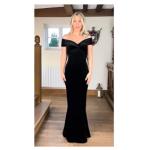 Black Velour Bardot Maxi Dress