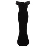 Black Velour Bardot Maxi Dress