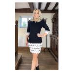 Black and Ivory Knit Jumper Dress