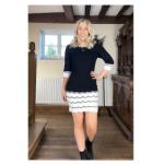 Black and Ivory Knit Jumper Dress