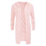 Soft Pink Cable Knit Hooded Cardigan