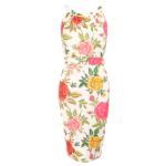 White Floral Sleeveless Pencil Dress