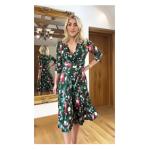 Green Floral and Bullfinch Dress