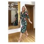 Green Floral and Bullfinch Dress