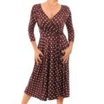 Brown and Ivory Spot Print Fit & Flare Dress