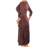 Brown and Ivory Spot Print Fit & Flare Dress