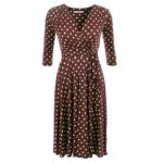 Brown and Ivory Spot Print Fit & Flare Dress