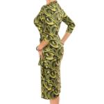 Green Retro Print Wrap Dress