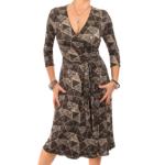 Black Geometric Print Wrap Dress