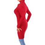 Red Ribbed Polo Neck Long Jumper