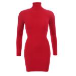 Red Ribbed Polo Neck Long Jumper