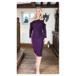 Purple Sparkly Lurex Cold Shoulder Dress