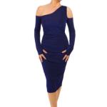 Royal Blue Sparkly Lurex Cold Shoulder Dress