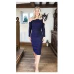 Royal Blue Sparkly Lurex Cold Shoulder Dress