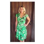 Green and White Print Tea Dress