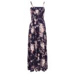 Navy Blue and Pink Floral Strappy Maxi Dress