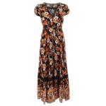 Orange Border Print Button Through Maxi Dress