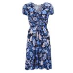 Blue Paisley Print Twist Front Dress