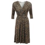 Animal Print Twist Front V Neck Dress