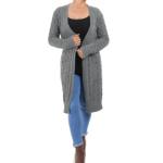 Grey Cable Knit Long Cardigan