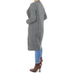 Grey Cable Knit Long Cardigan