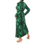 Green Paisley Collared Shirt Dress