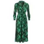 Green Paisley Collared Shirt Dress