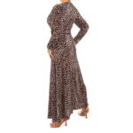 Animal Print V Neck Pleated Maxi Dress