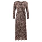 Animal Print V Neck Pleated Maxi Dress