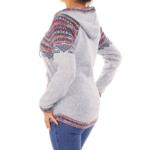 Light Grey Fair Isle Hooded V Neck Jumper