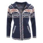 Navy Blue Aztec Zip up Hooded Cardigan