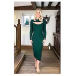 Dark Green Cable Knit off the Shoulder Jumper Dress