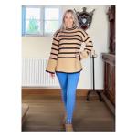 Camel and Black Striped Bell Sleeve Jumper