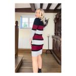 Burgundy Striped Jumper Dress